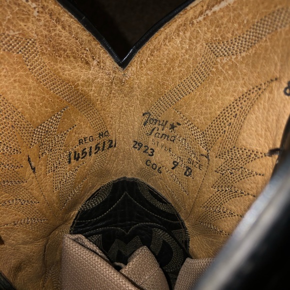 TONY LAMA MENS BLACK EL PASO ROUND TOE BOOTS - Picture 3 of 9